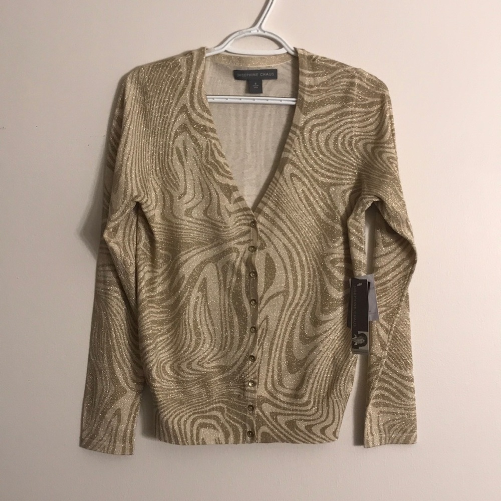 NEW Josephine Chaus Shimmery Animal Print Cardigan